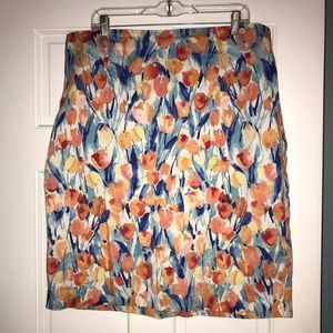 Talbots Floral Wide Waist Pencil Skirt